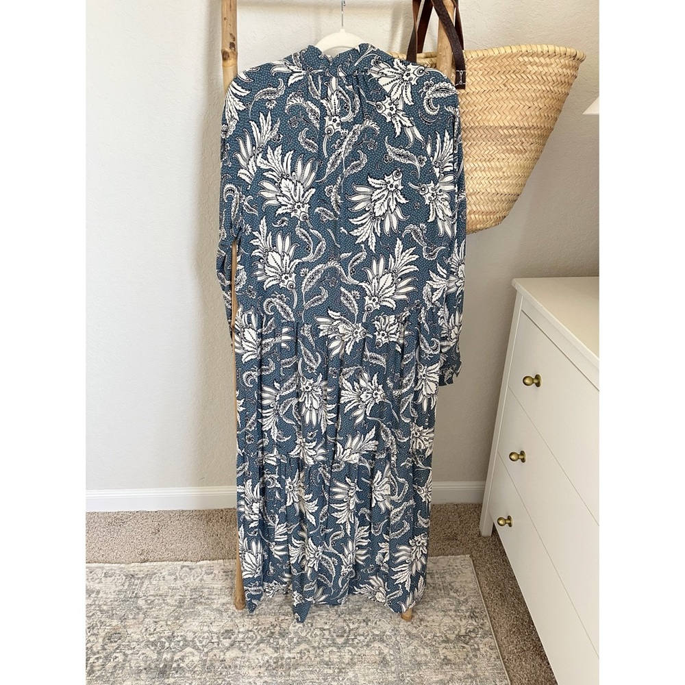 H&M Midi Shirt Dress in Paisley Blue Print Sz S NWT - Picture 8 of 8